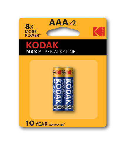 Kodak მაქს ალკალაინ AAA ტუტე ელემენტი 2 ცალი