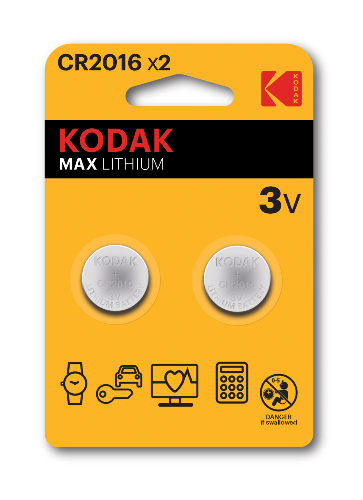 Kodak MAX  ლითიუმის CR2016 ელემენტი - 2 ცალი